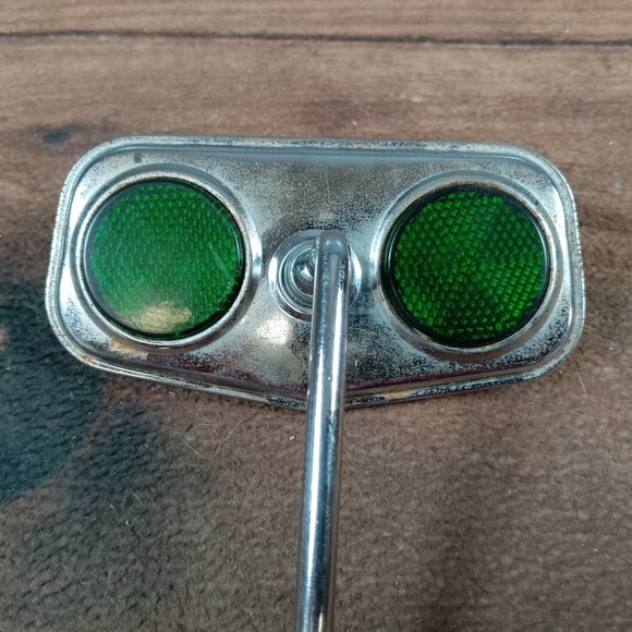 Bicycle Handlebar Mirror Green Reflectors Chrome Clamp Mount Retro Cycling - Picture 4 of 4